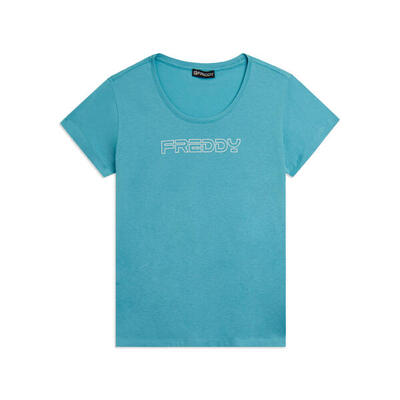 T-shirt Manica Corta con Logo FREDDY in Outline Glitter