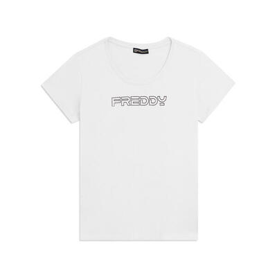 T-shirt Manica Corta con Logo FREDDY in Outline Glitter