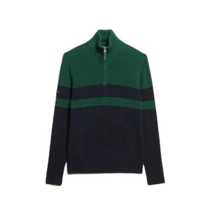 Pull oversize rayé en coton à col zippé femme Superdry Classic