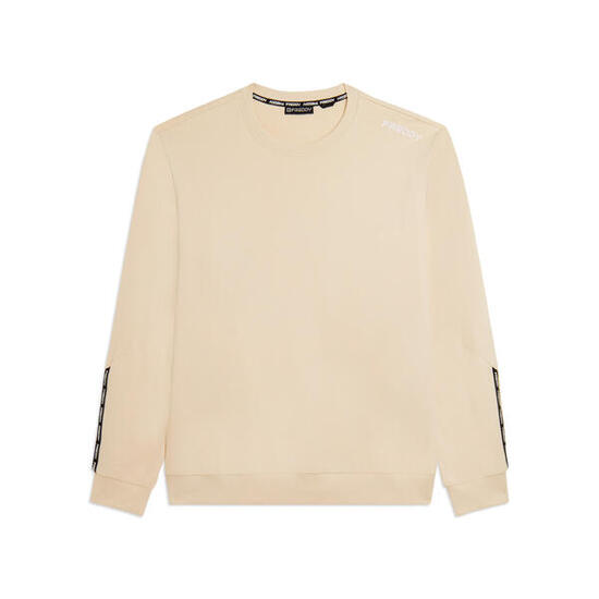 Sweat-shirt à col rond en coton avec insertion du logo sur les manches