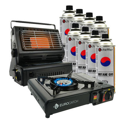 Gasheizung & Gaskocher - inkl. 8 Gasflaschen - Gasherd - Gaskochfeld