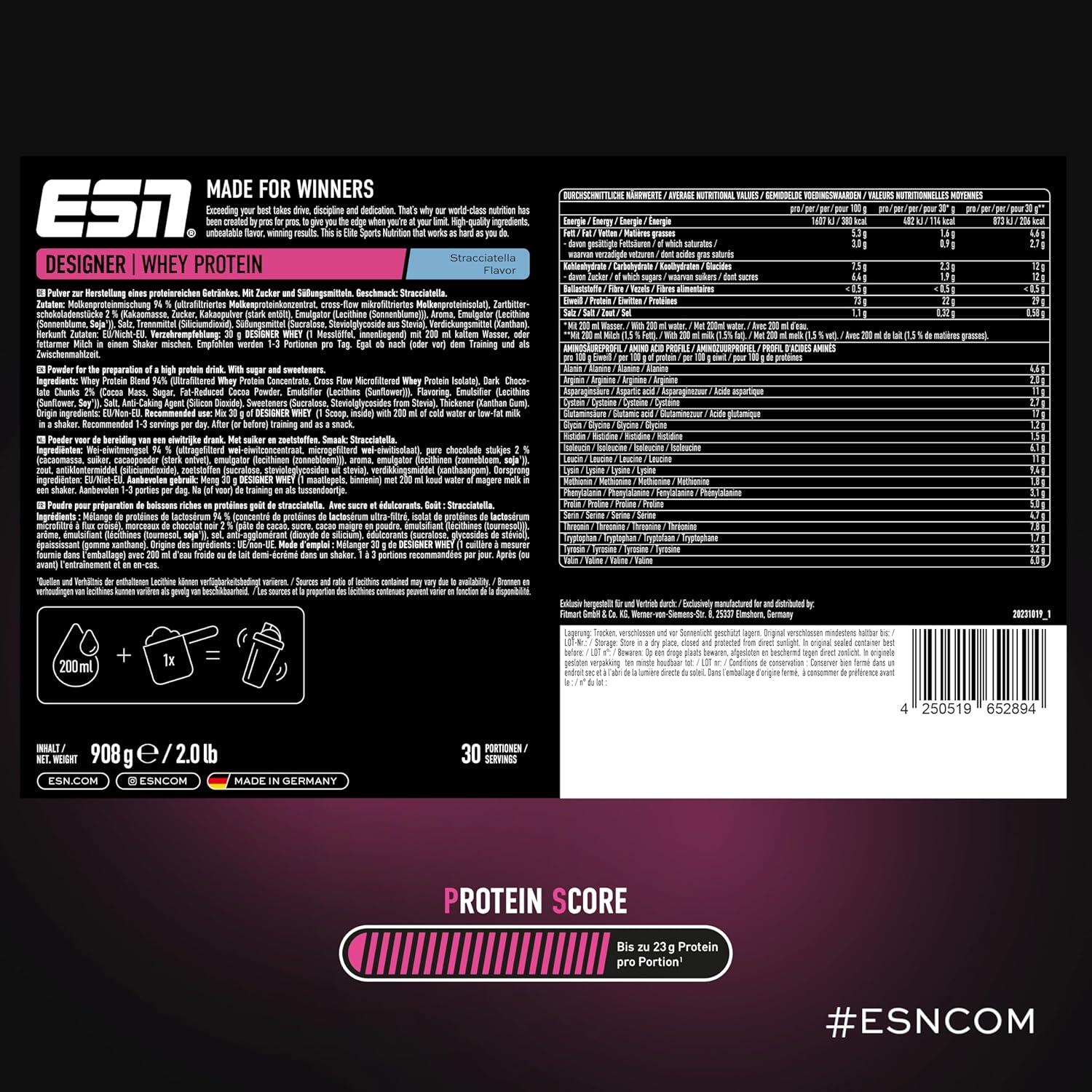 ESN Designer Whey 908 g Dose - Stracciatella 2/2