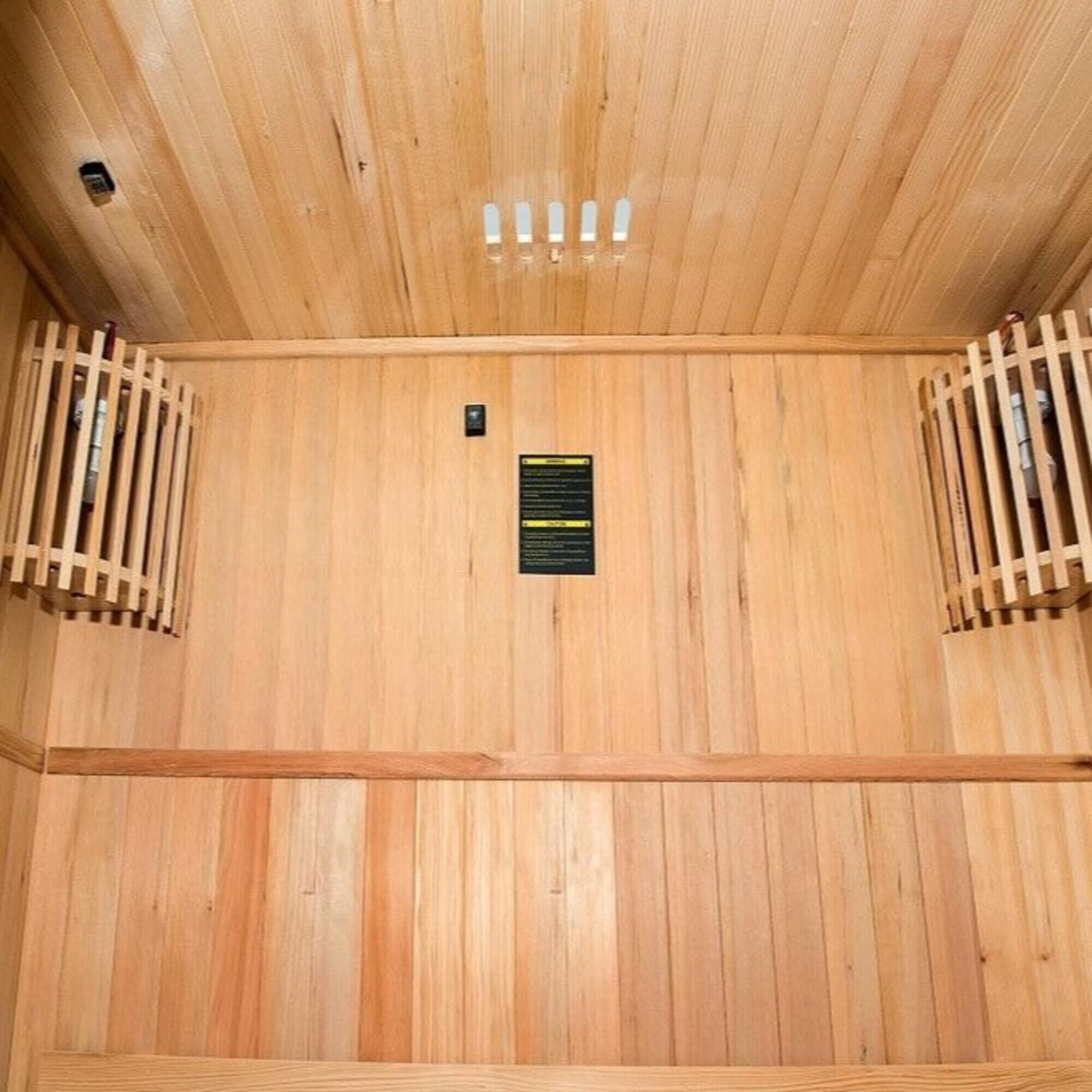 Sauna traditionnel Zen 2 places en épicéa du Canada, poêle et accessoires inclus 6/7