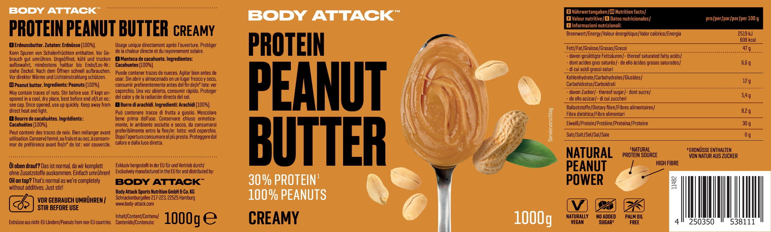 Body Attack Peanut Butter 1000g 2/2