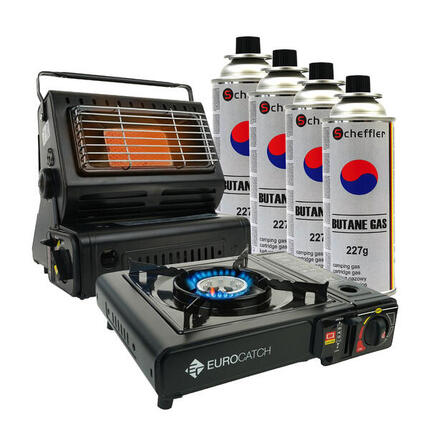 Gasheizung & Gaskocher - inkl. 4 Gasflaschen - Gasherd - Gaskochfeld
