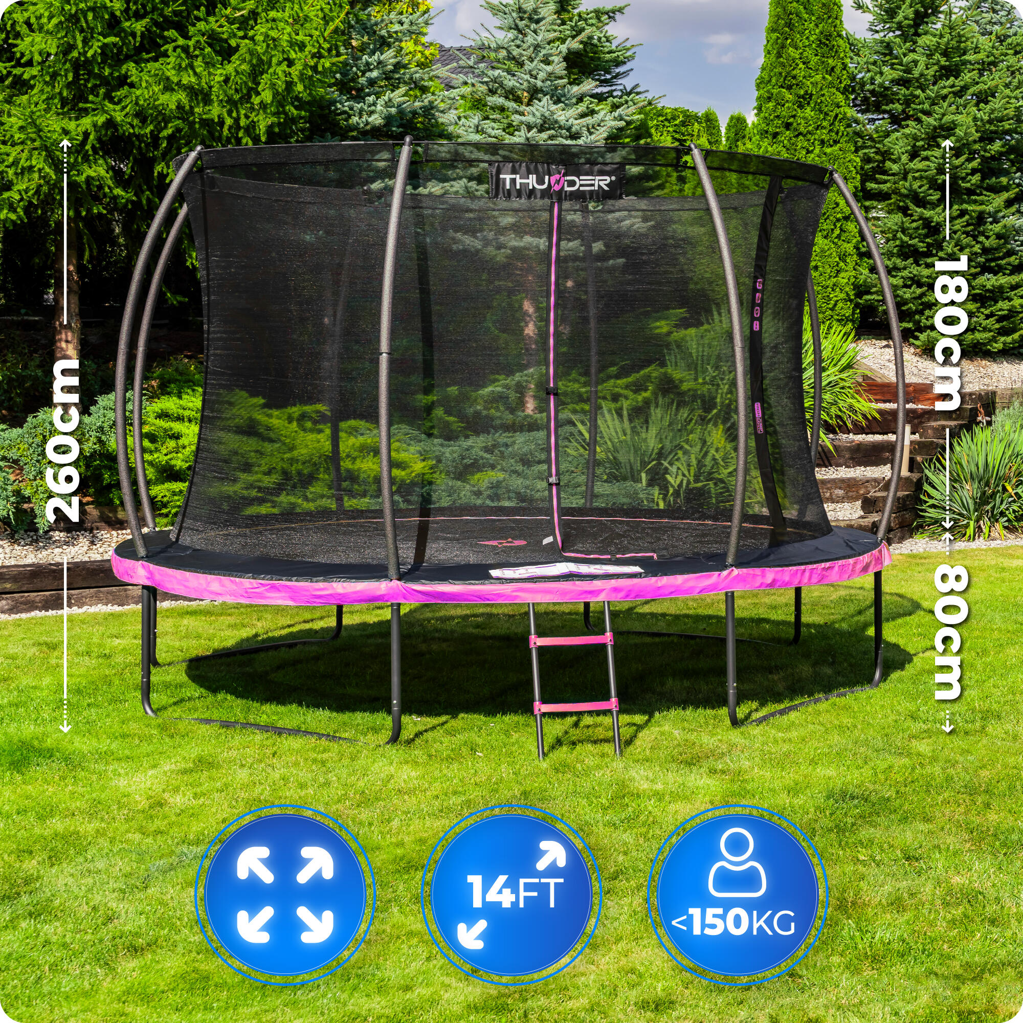 Trampolin für Kinder für den Garten THUNDER INSIDE ULTRA 14FT 427CM rosa 2/7