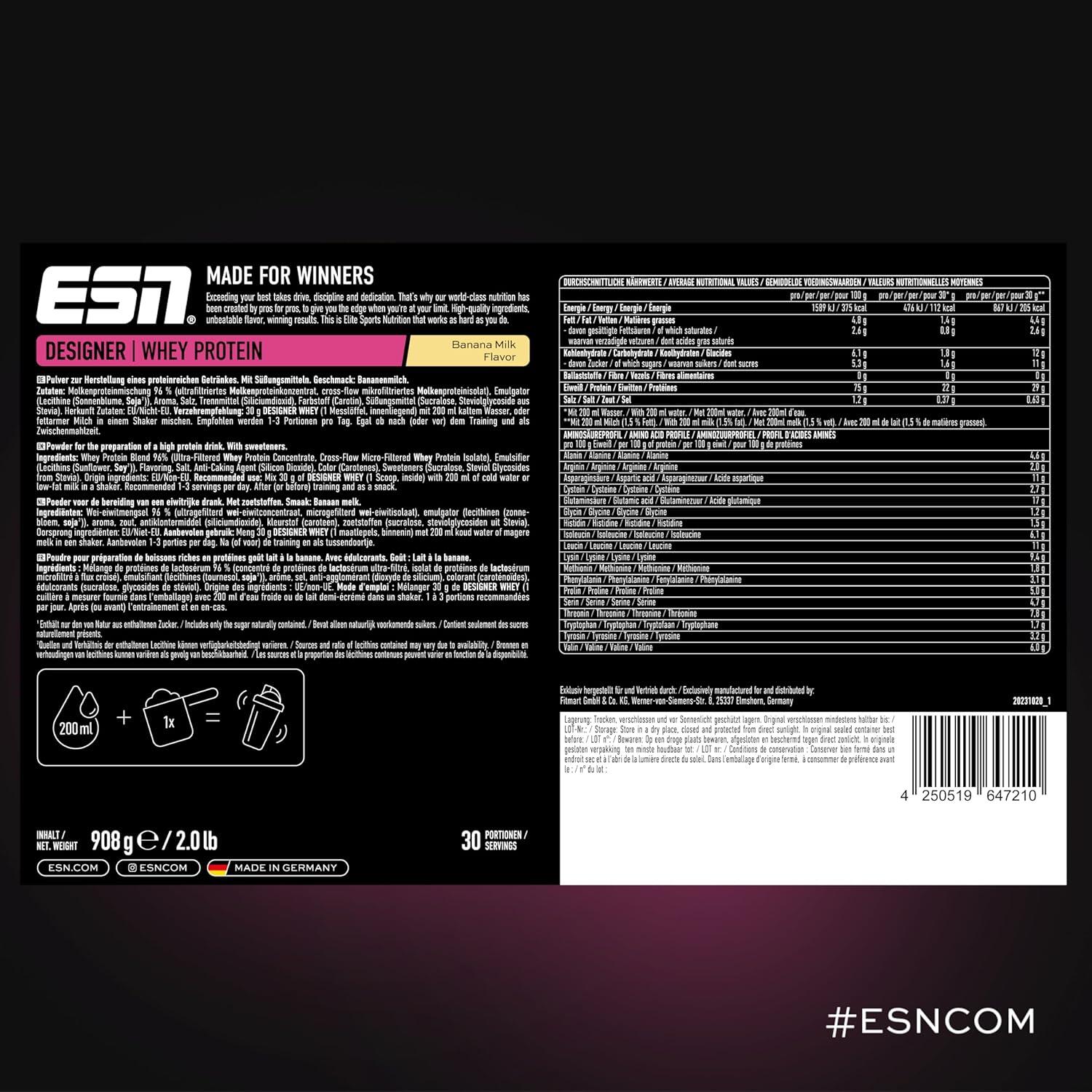 ESN Designer Whey Protein 908 g – Banana Milk 2/2