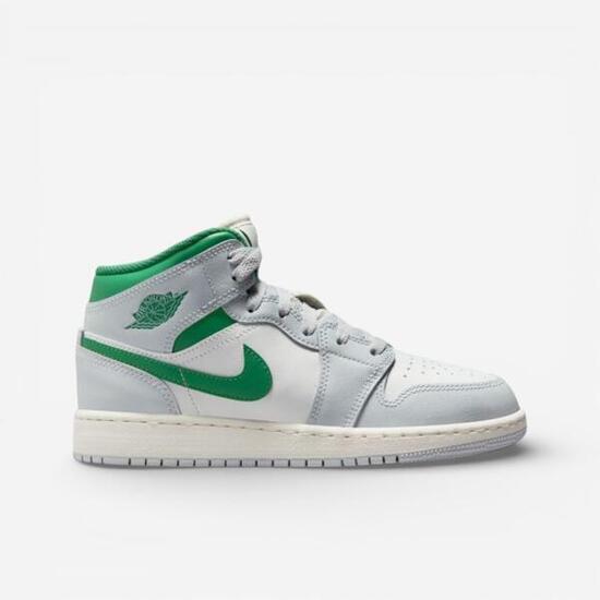 Air Jordan 1 Mid White Pure Platinum Pine Green (GS)