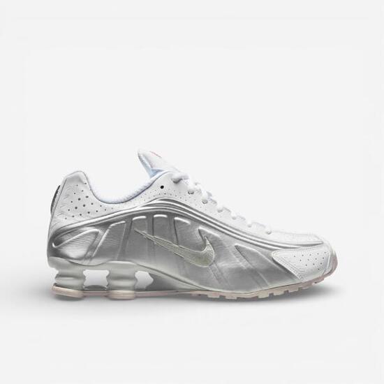 Nike Shox R4 White Bright Crimson Metallic Silver