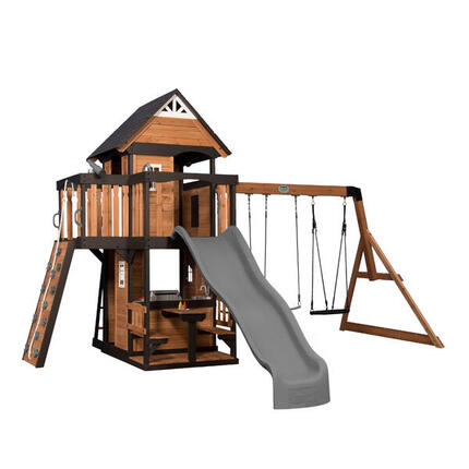 Aire de jeux en bois avec Balançoires / Toboggan Backyard Discovery Canyon Creek