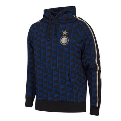 Trui met capuchon - heren - inter milan all over - zwart/blauw