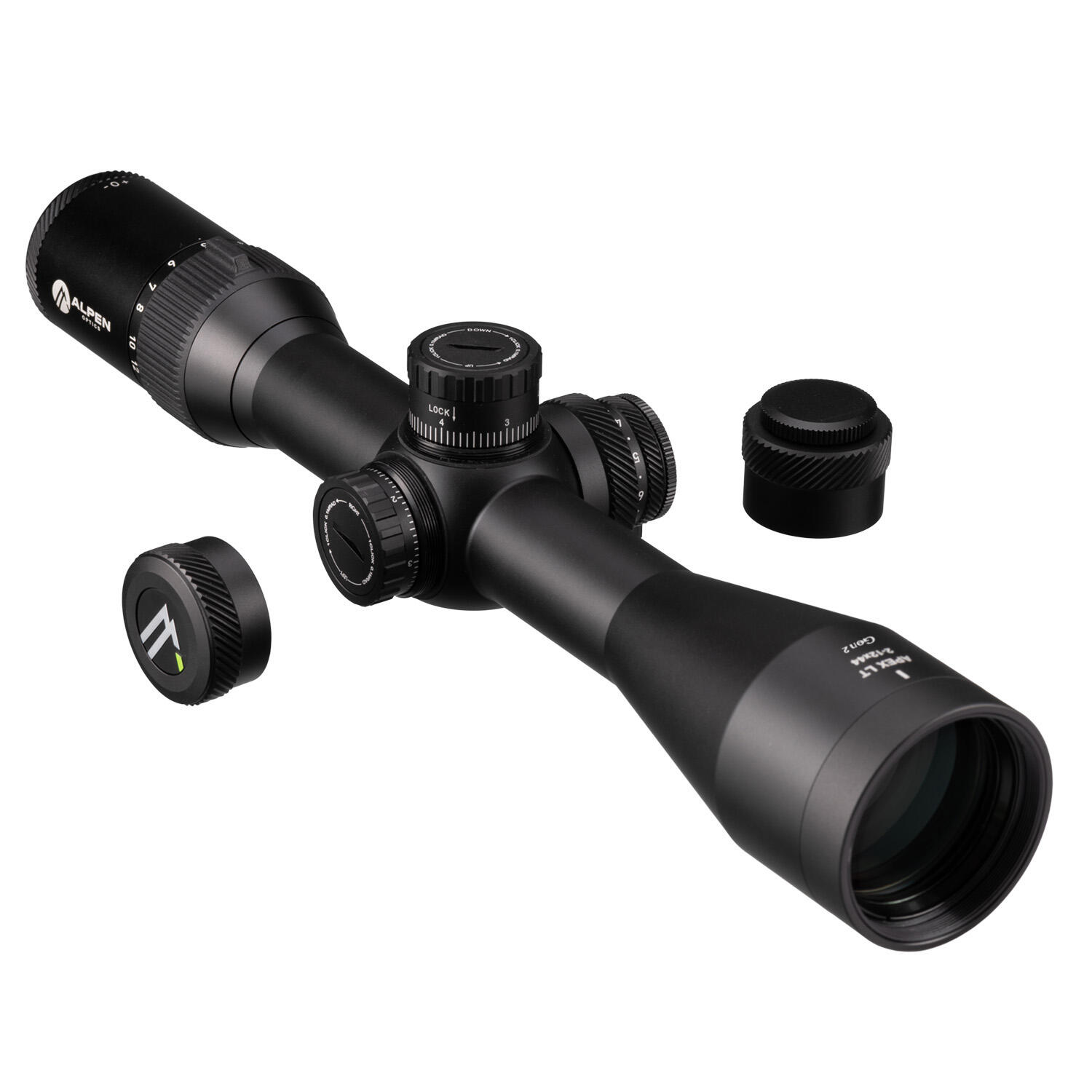 Mira de caça ALPEN de alta qualidade LT 2–12x44 Gen. 2 com retículo iluminado 6/7