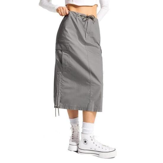 Converse Modell Long Wowen Cargo Skirt Sharkskin Farbe Grau