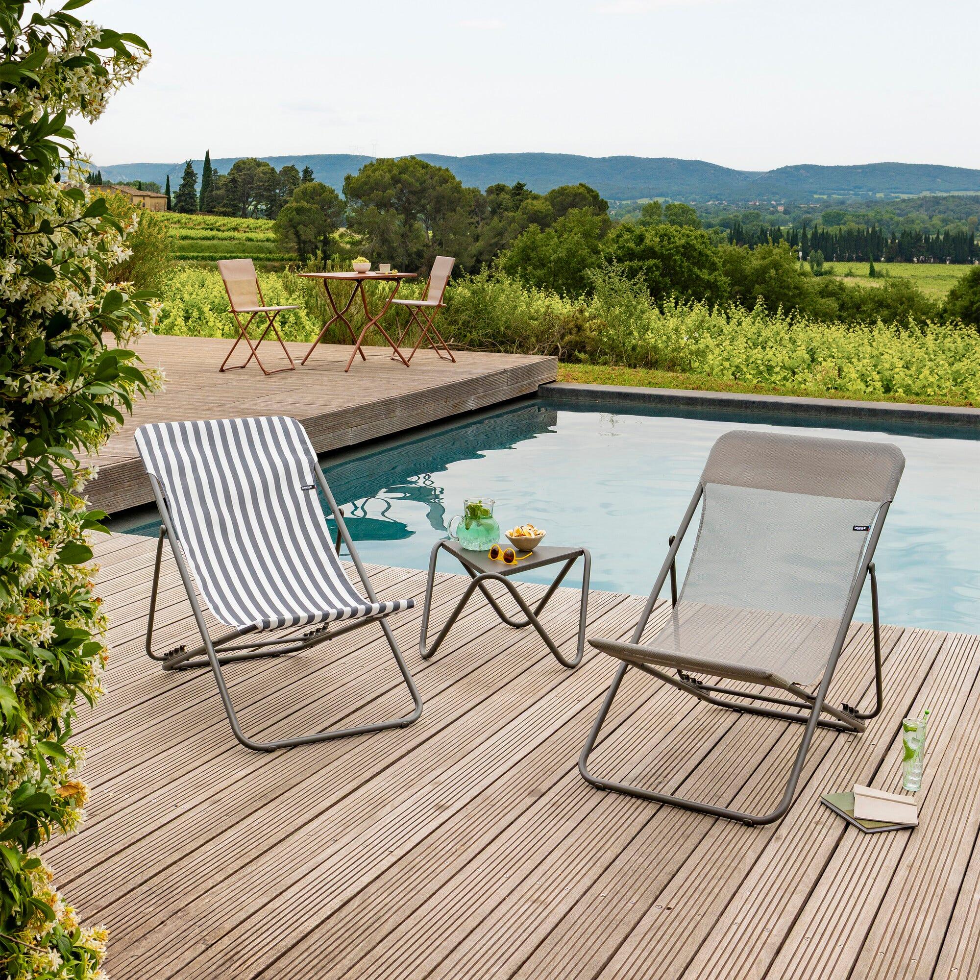 Lot de 2 Transats jardin pliants multi-positions - MAXI TRANSAT - Gris 7/7