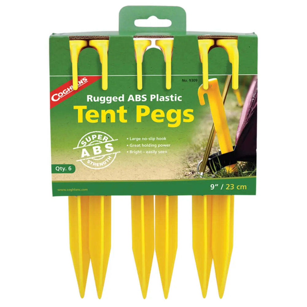 Coghlans Rugged 9 inch ABS Plastic Tent Pegs - 6 Pack