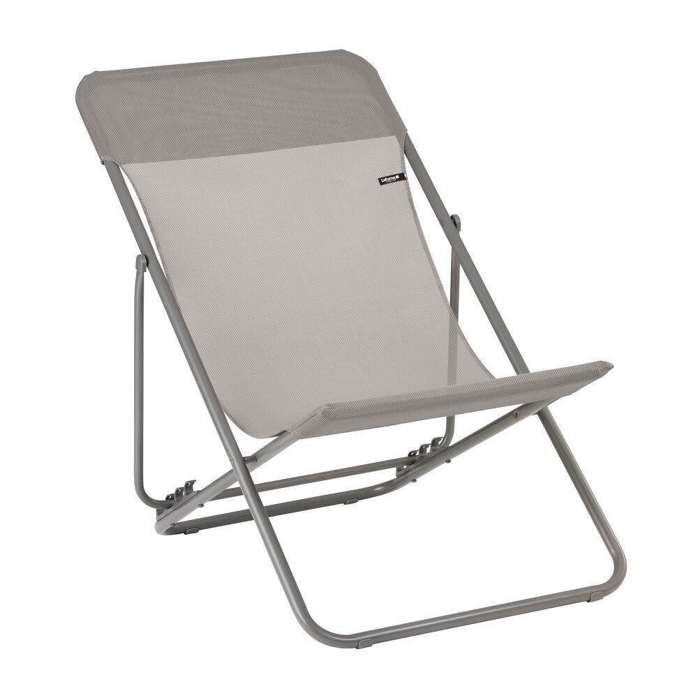 Lot de 2 Transats jardin pliants multi-positions - MAXI TRANSAT - Gris 6/7