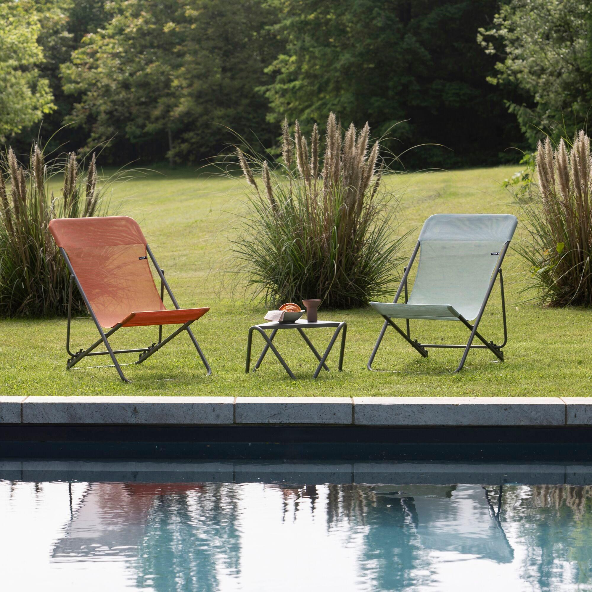 Lot de 2 Transats jardin pliants multi-positions - MAXI TRANSAT - Orange 2/6