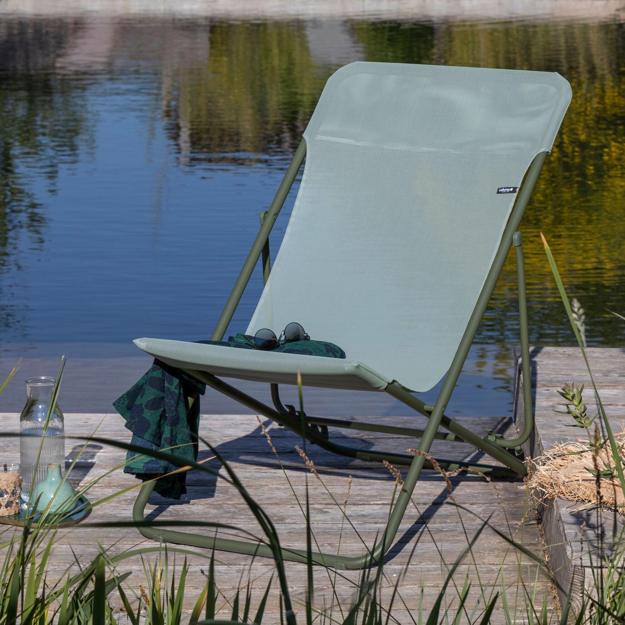 Transat jardin pliant multi-positions : Largeur 58 cm - MAXI TRANSAT - Vert 6/7