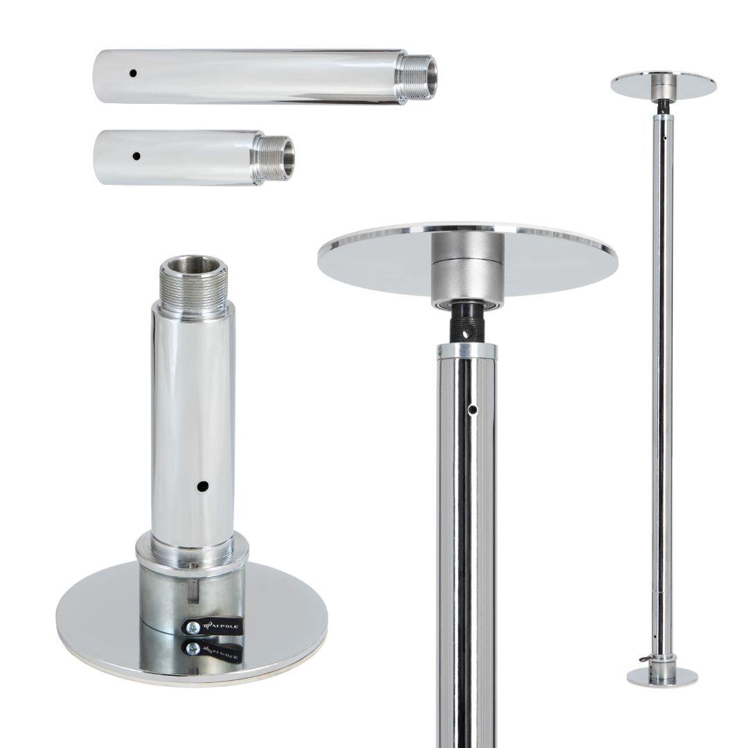 Barre de pole dance pliable, chromée, diamètre 45 mm, hauteur 207–266 cm 1/8