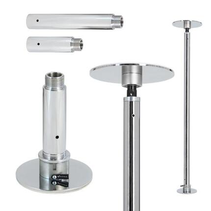 Barre de pole dance pliable, chromée, diamètre 45 mm, hauteur 207–266 cm