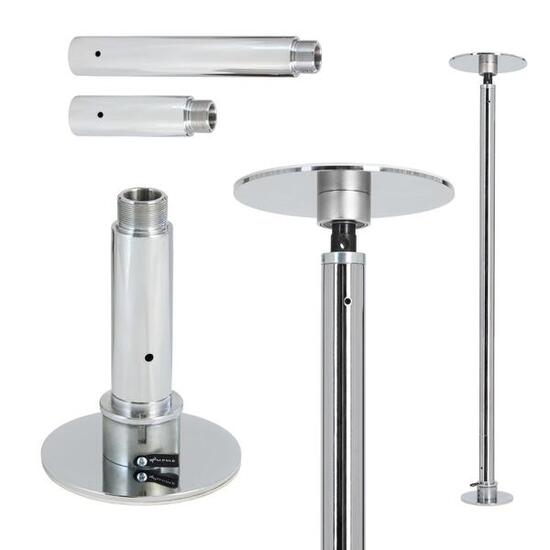 Barre de pole dance pliable, chromée, diamètre 45 mm, hauteur 207–266 cm