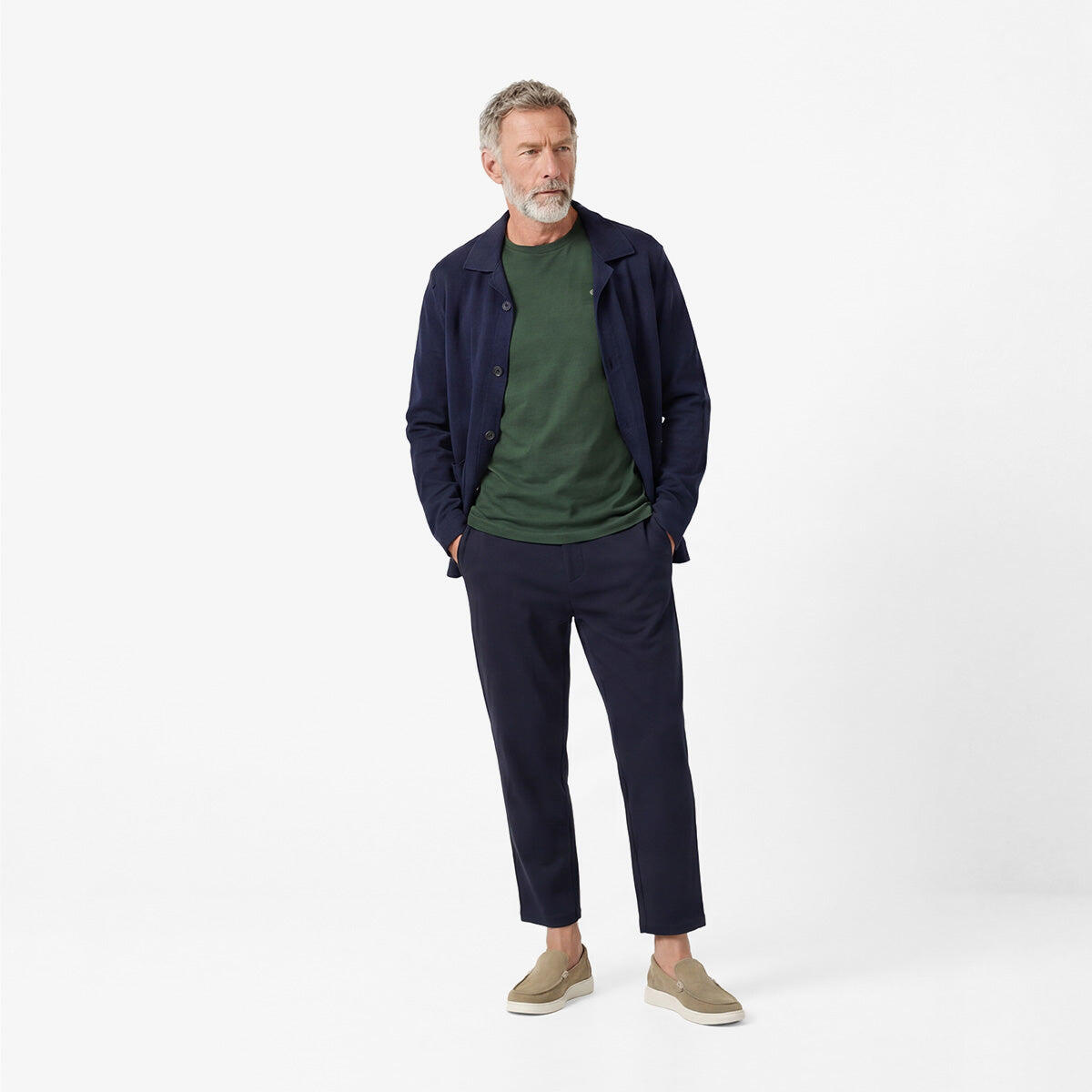 T-shirt girocollo Théo in cotone verde militare 6/6