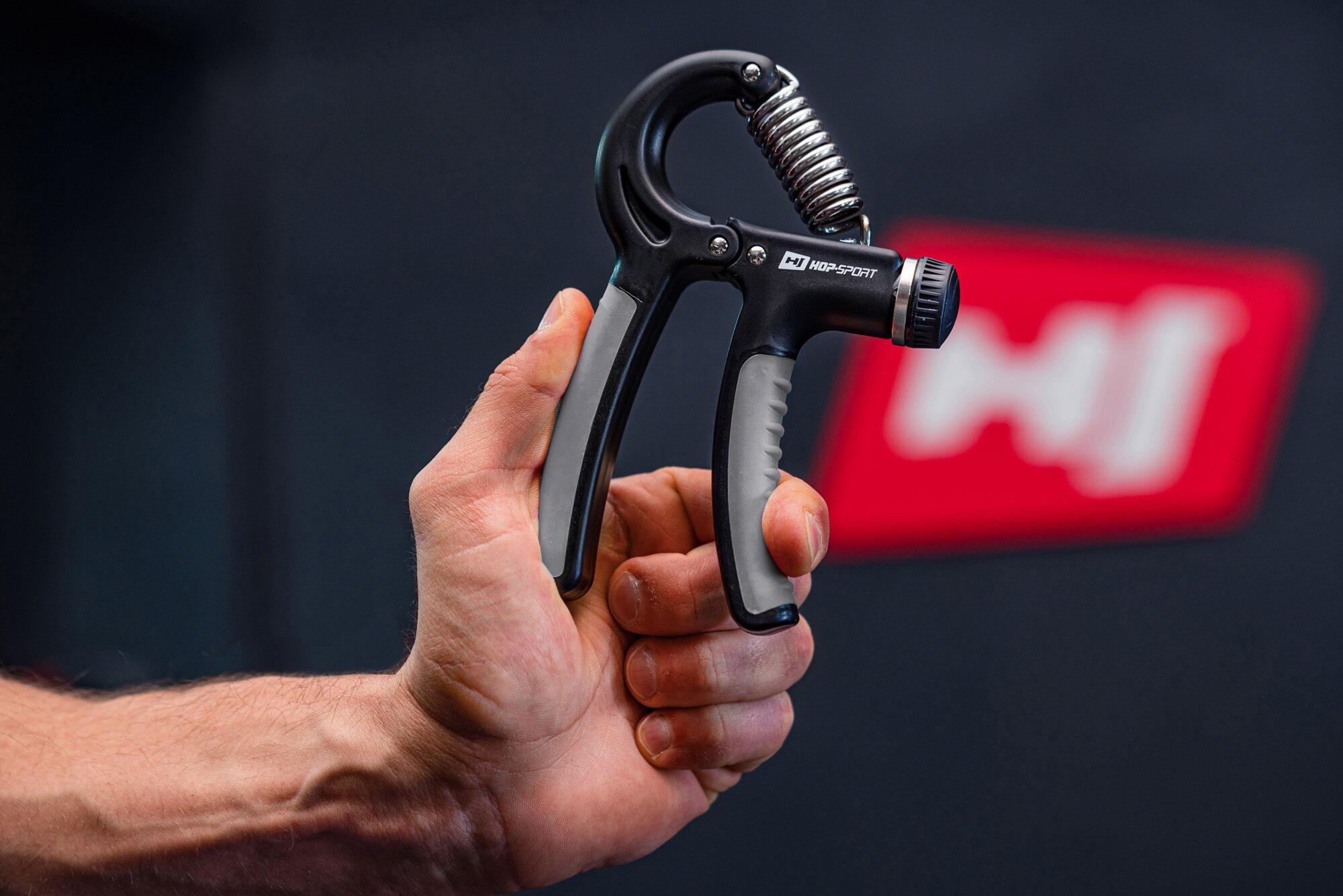 HOP-SPORT Pince à main réglable 5-60 kg, Handgrip de musculation noir-gris 3/7