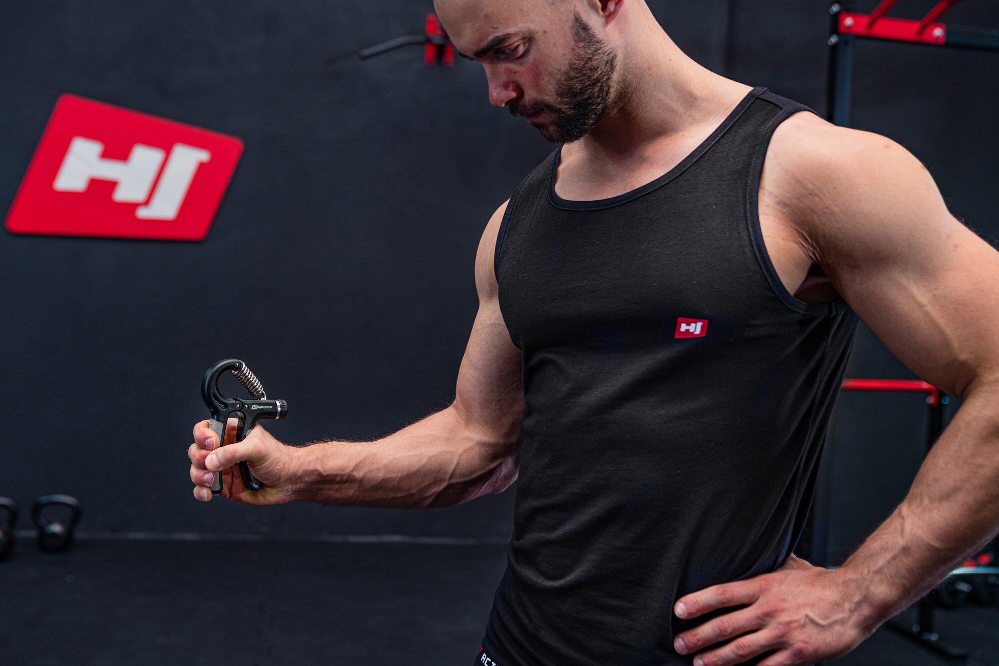 HOP-SPORT Pince à main réglable 5-60 kg, Handgrip de musculation noir-gris 2/7