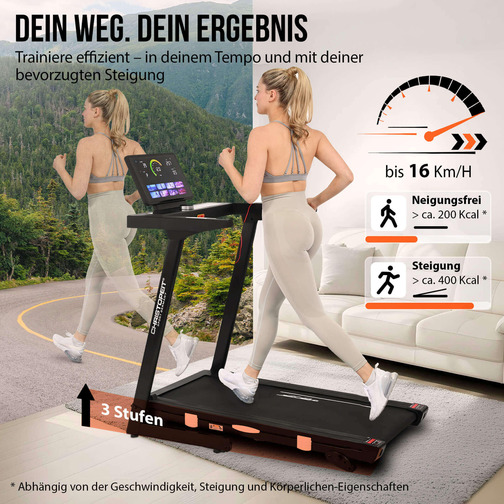 Tapis de course pliable – Puissant, peu encombrant, jusqu'à 130 kg - TM 4000 S 2/9