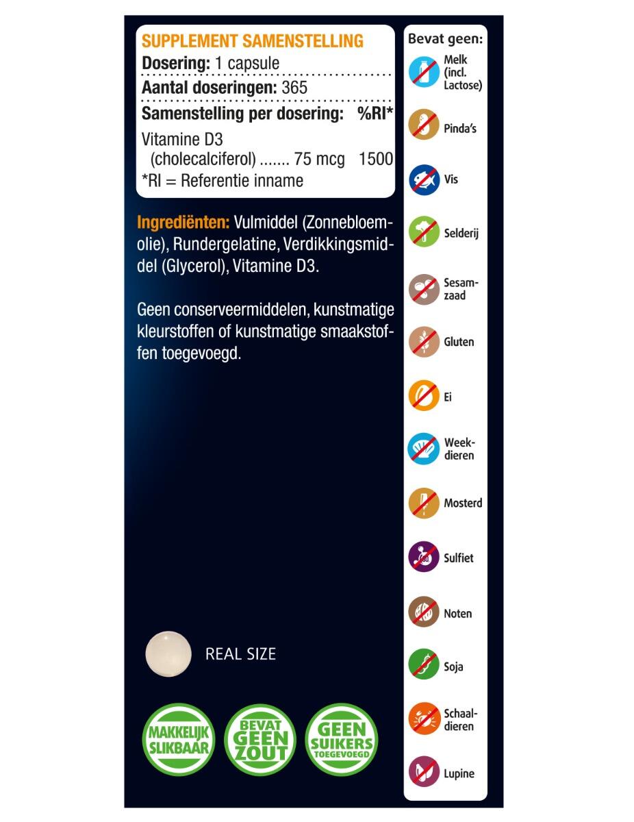 Lucovitaal Vitamine D3 75 mcg 365 capsules 2/5