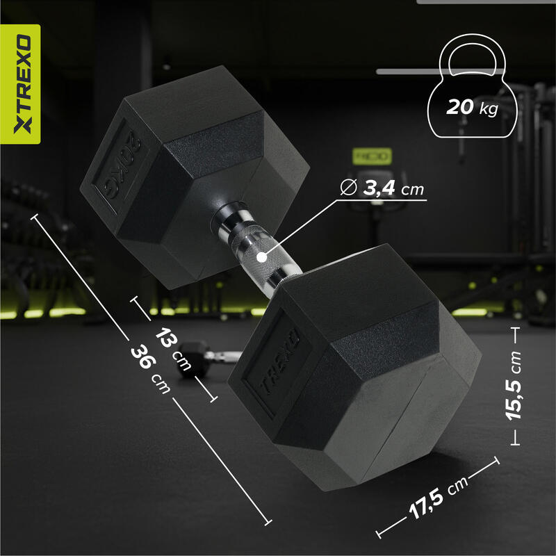 Gantera cauciucata XTREXO Hex 20 kg