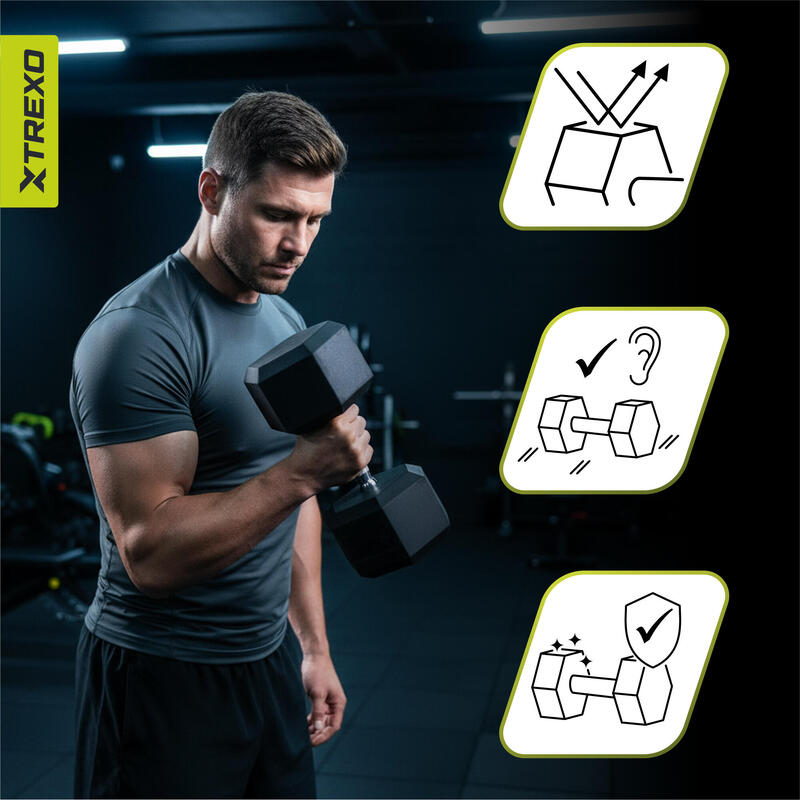 Gantera cauciucata XTREXO Hex 20 kg