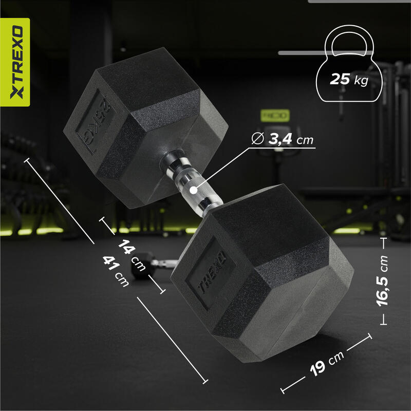 Gantera cauciucata XTREXO Hex 25 kg
