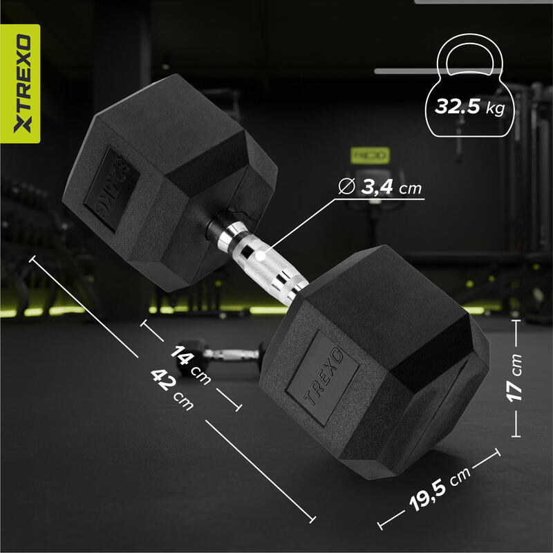 Gantera cauciucata XTREXO Hex 32,5 kg