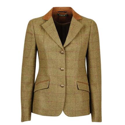 Veste d'équitation ajustée à col en daim fille Dublin Albany Tweed