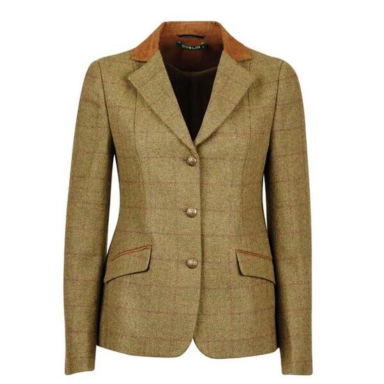 Veste d'équitation ajustée à col en daim fille Dublin Albany Tweed