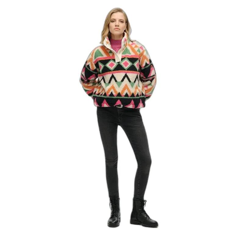 Pulover casual Superdry femei bej - poliester