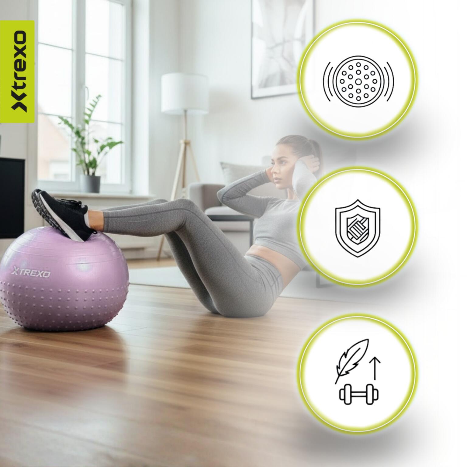 Pelota de gimnasia masajeadora XTREXO TXO-B4Z020-VT 6/7