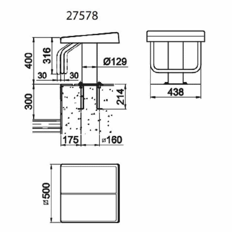 Podium de salida Competicion inox AISI-304 FV 400 700mm AstralPool - 400mm 3/3