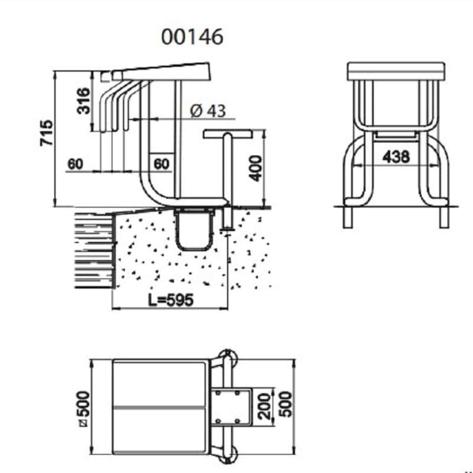 Podium de salida Competicion inox AISI-304 FV 400 700mm AstralPool - 700mm 2/3