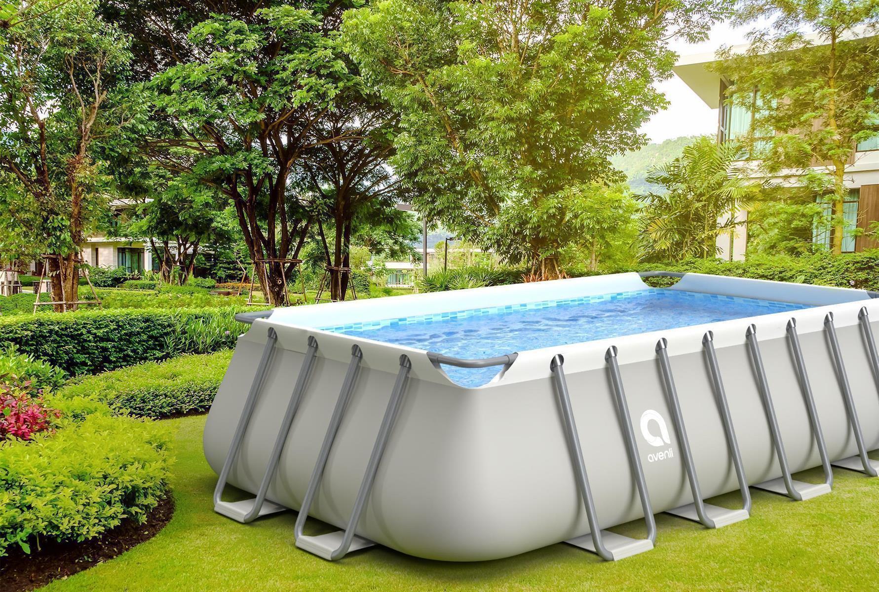 Frame Pool Komplettset 549x305x122cm grau mit Filterpumpe & Sicherheitsleiter 2/9