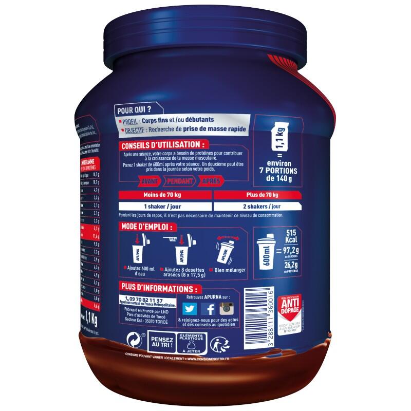 Pot Apurna Gainer Mass Plus - Chocolat - 1.1 Kg 2/3