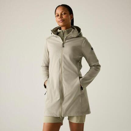 Carisbrooke Damen-Softshelljacke, wasserabweisend, lang, mit Kapuze