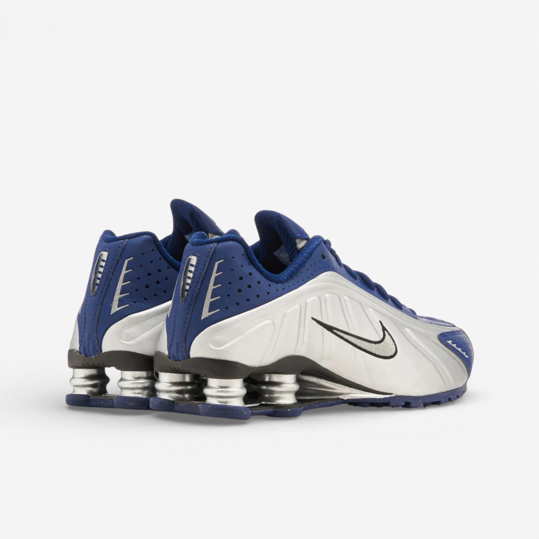 blue and white nike shox