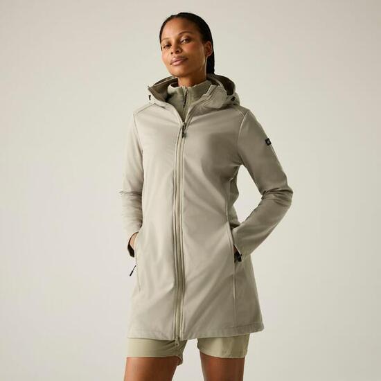 Carisbrooke Damen-Softshelljacke, wasserabweisend, lang, mit Kapuze