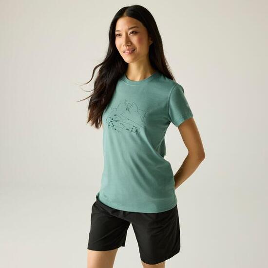 Damen-T-Shirt von Escade aus Merinomischgewebe mit kurzen Ärmeln und Grafikprint