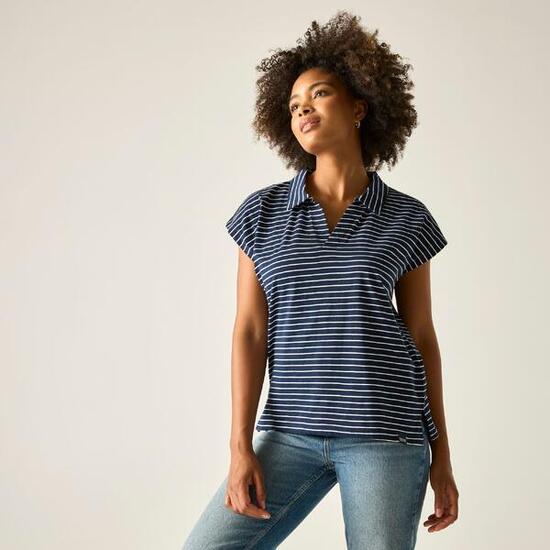 Lorana Damen-T-Shirt mit Kragen und kurzen Ärmeln