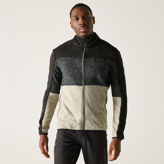 Elram Herren-Fleecejacke mit durchgehendem Reißverschluss und Farbblock-Design