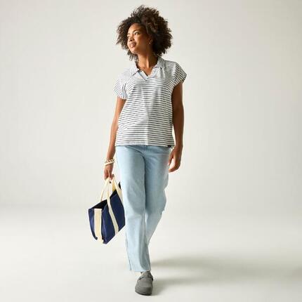 Lorana Damen-T-Shirt mit Kragen und kurzen Ärmeln