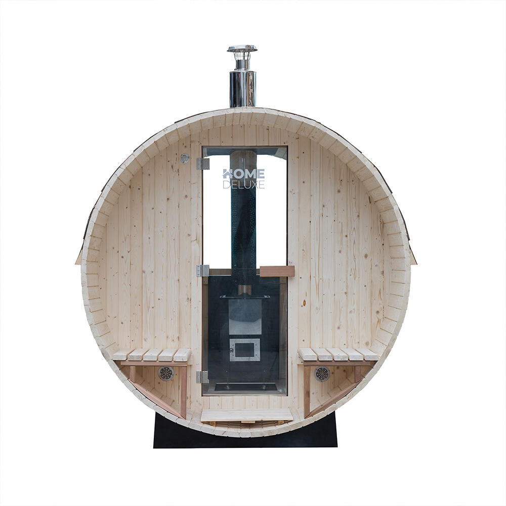 Sauna tonneau LAGOM DELUXE avec poêle à bois, env. 210 × 240 cm 3/7